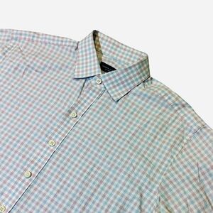 Proper Cloth mens 15.5 purple blue check cotton dress shirt EUC